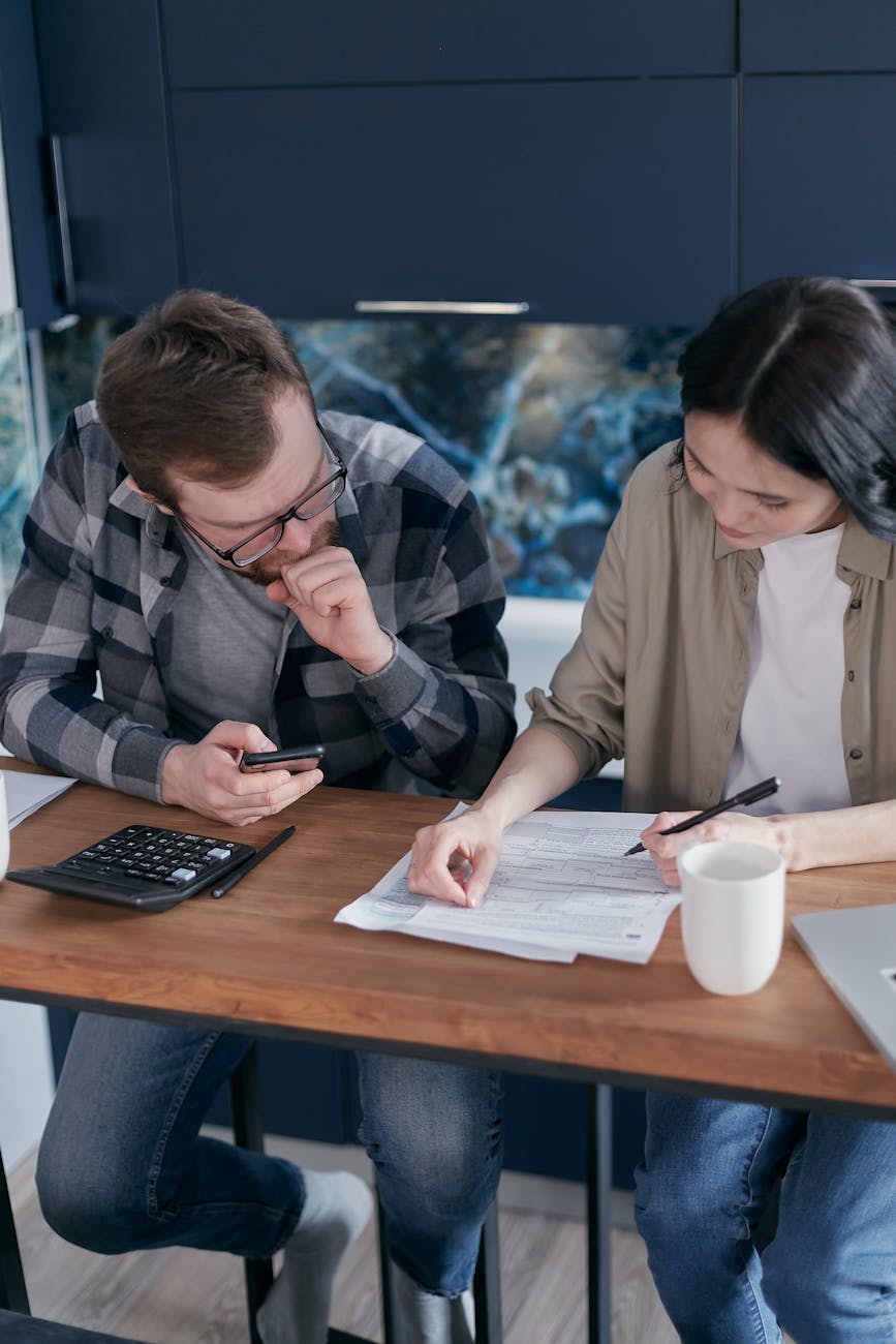a man and woman working together